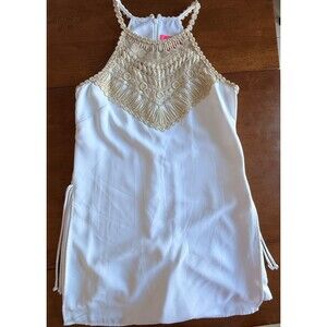 Lilly Pulitzer Pearl Shorts Romper Resort White and Gold Size 4 Beachy